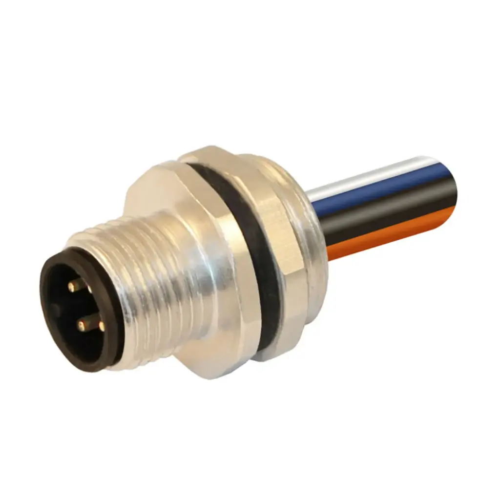 M12 male connector, pre wired Front Mount, 5 pole