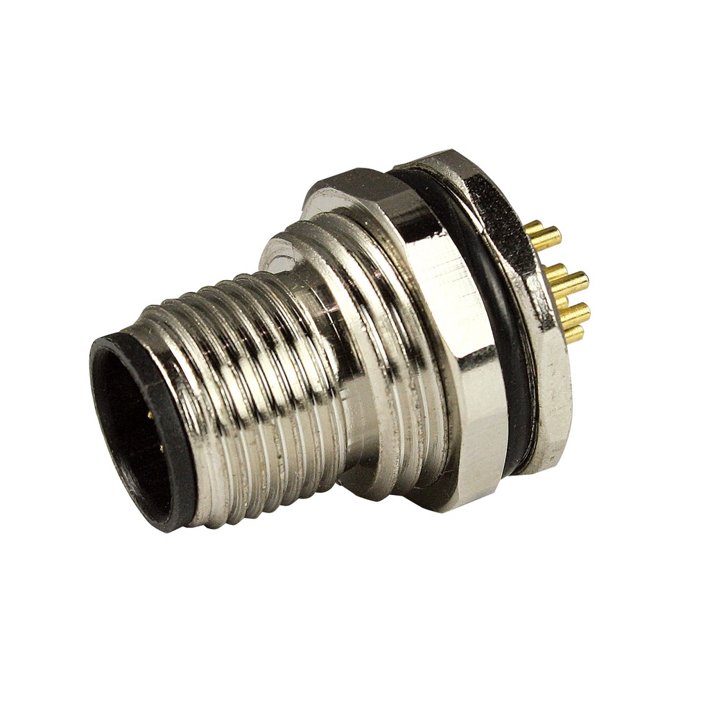 M12 Panel Mount Connector Male 12 pole, Stainless steel 1.5 Amp, 30 Vac/dc, IP67