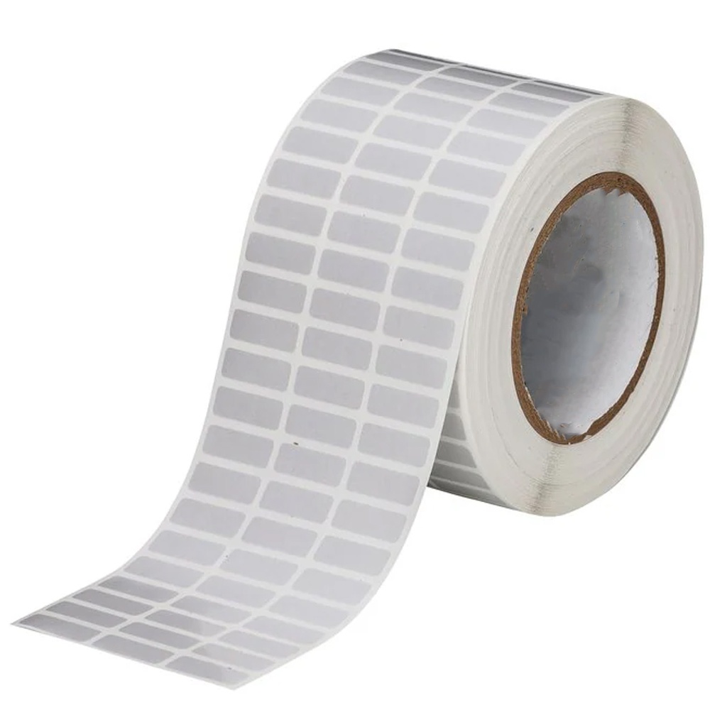 Metallic Gray Polyester Film Labels, rectangular with rounded corners, 0.25 in x 0.75 in, Roll of 25665 La
