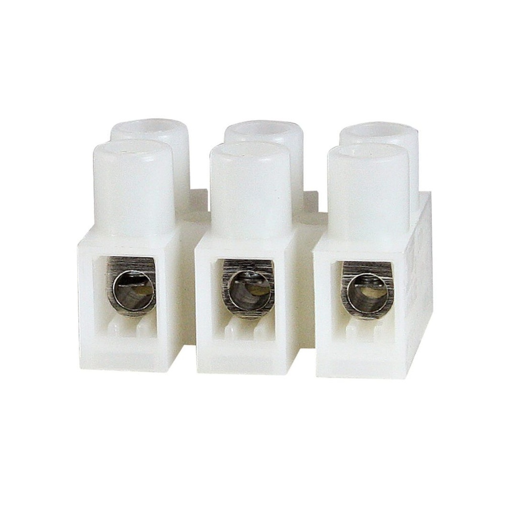 3 Position Insulated Terminal Block Connector High Current, Screw Clamp, 65 Amp, 600 Volt, 20-6 AWG, 4.6 mm Pi
