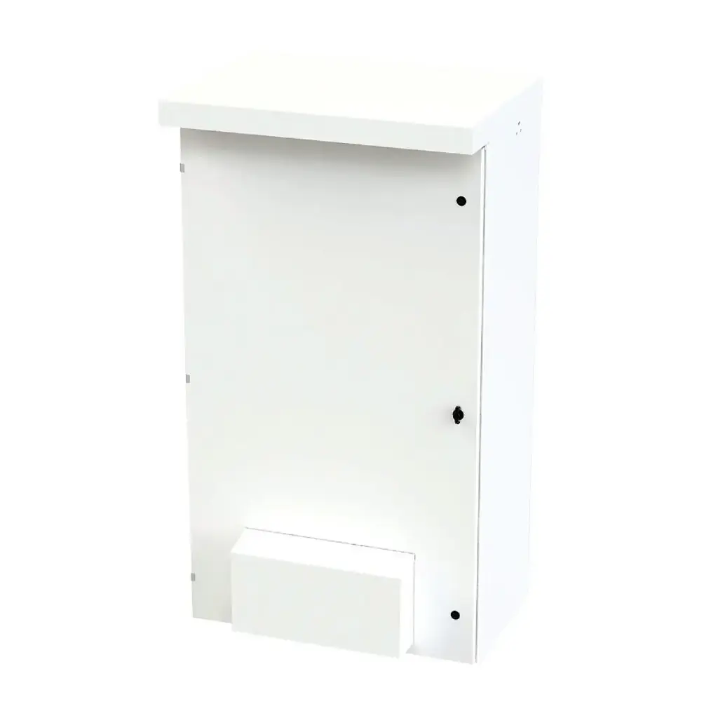 NEMA 3R Enclosure, Vented, Includes Fan, Metal, White, 65x36x20