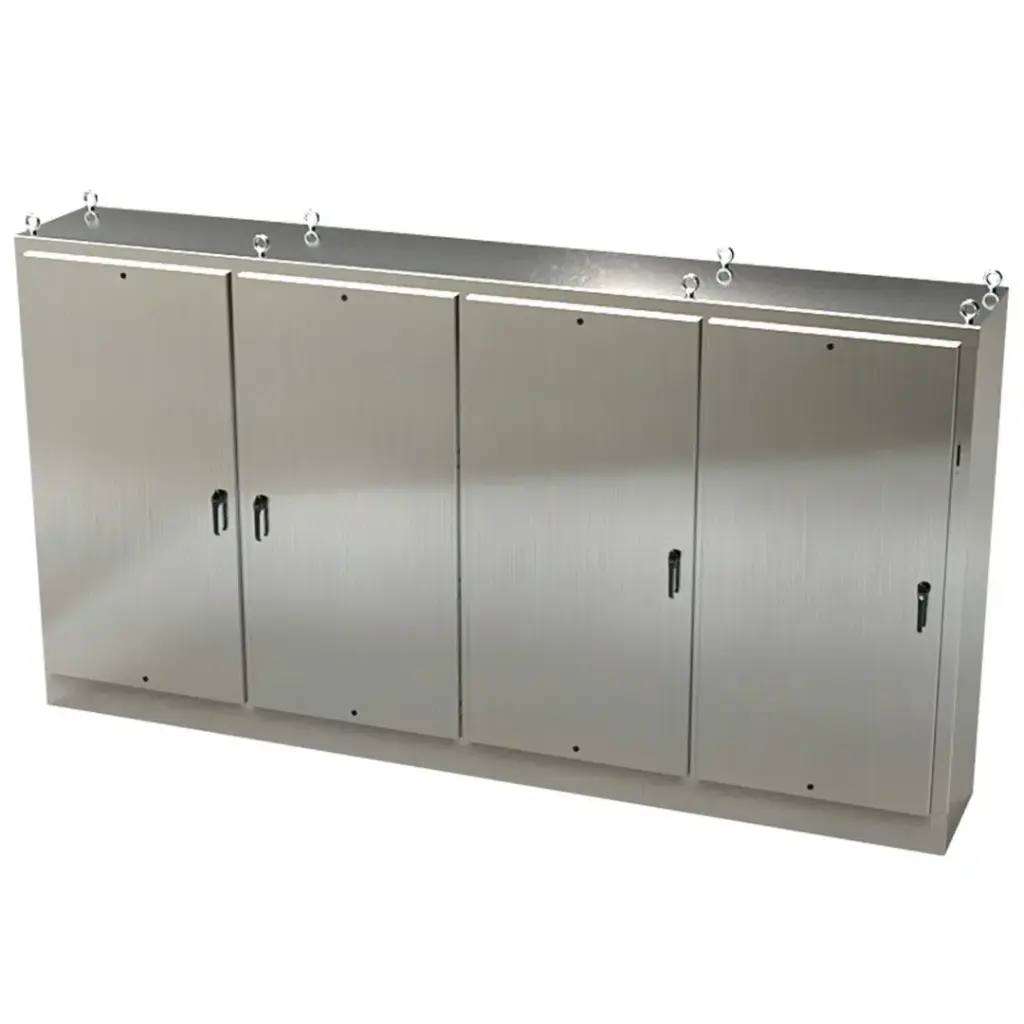 NEMA 4X Free Standing 3 Door Disconnect Enclosure, 304 SS, 84x157.5x18