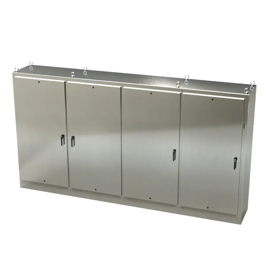 NEMA 4X Free Standing 3 Door Disconnect Enclosure, 304 SS, 84x157.5x24