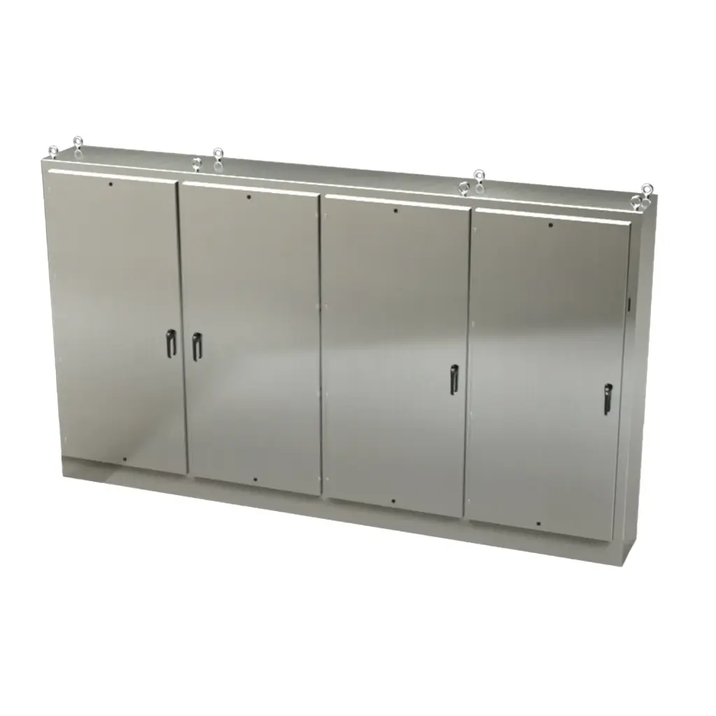 NEMA 4X Free Standing 3 Door Disconnect Enclosure, 304 SS, 90x157.5x18