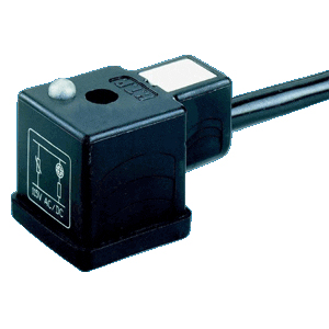2 Connector 18mm DIN Cordset With 12-24 Vac/Dc Suppression And Led Indication, 5 Meter Cable, 200mm
