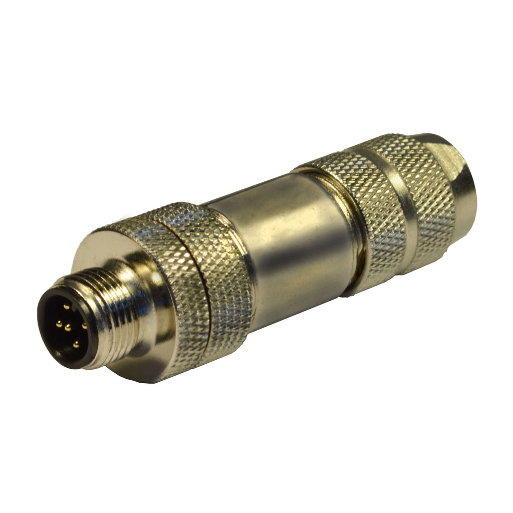 Metal Fully Shielded M12 Connector, D-Coded, Male Straight, 4 Pole, 250V, 4A, PG9 Cable Gland