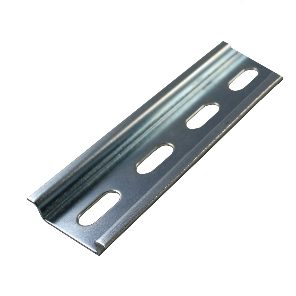 PR005  35m x 7.5mm Slotted DIN Rail | Precut Length: 100mm (3.94") | TH35-7.5 Steel Rail | RoHS Compliant | Closed Ends | Sold As Pack of 10