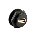 Bulkhead USB Connector, Type A Female to Solder Pins, Shielded