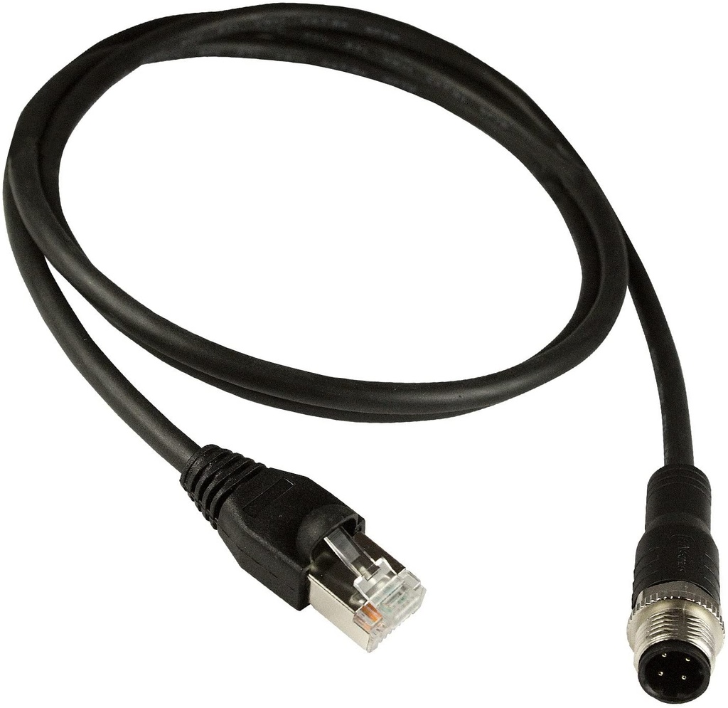M12 to RJ45 Industrial Ethernet Cable | D-Coded 4-Pin | Cat5e Shielded | 5 Meter | ASI-M12-RJ45-11105