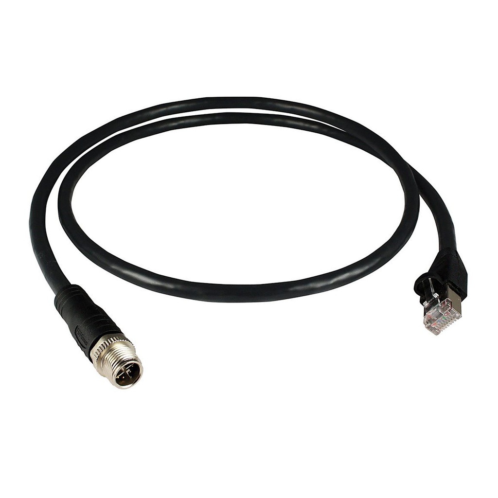 M12 X Coded to RJ45 Cable, 8 Position M12 X Coded Male, 3 Meter, Black PUR Jacket