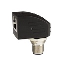 M12 To RJ45 Adapter,  Male M12 D-Coded,  Thru Panel Right Angle, Shielded