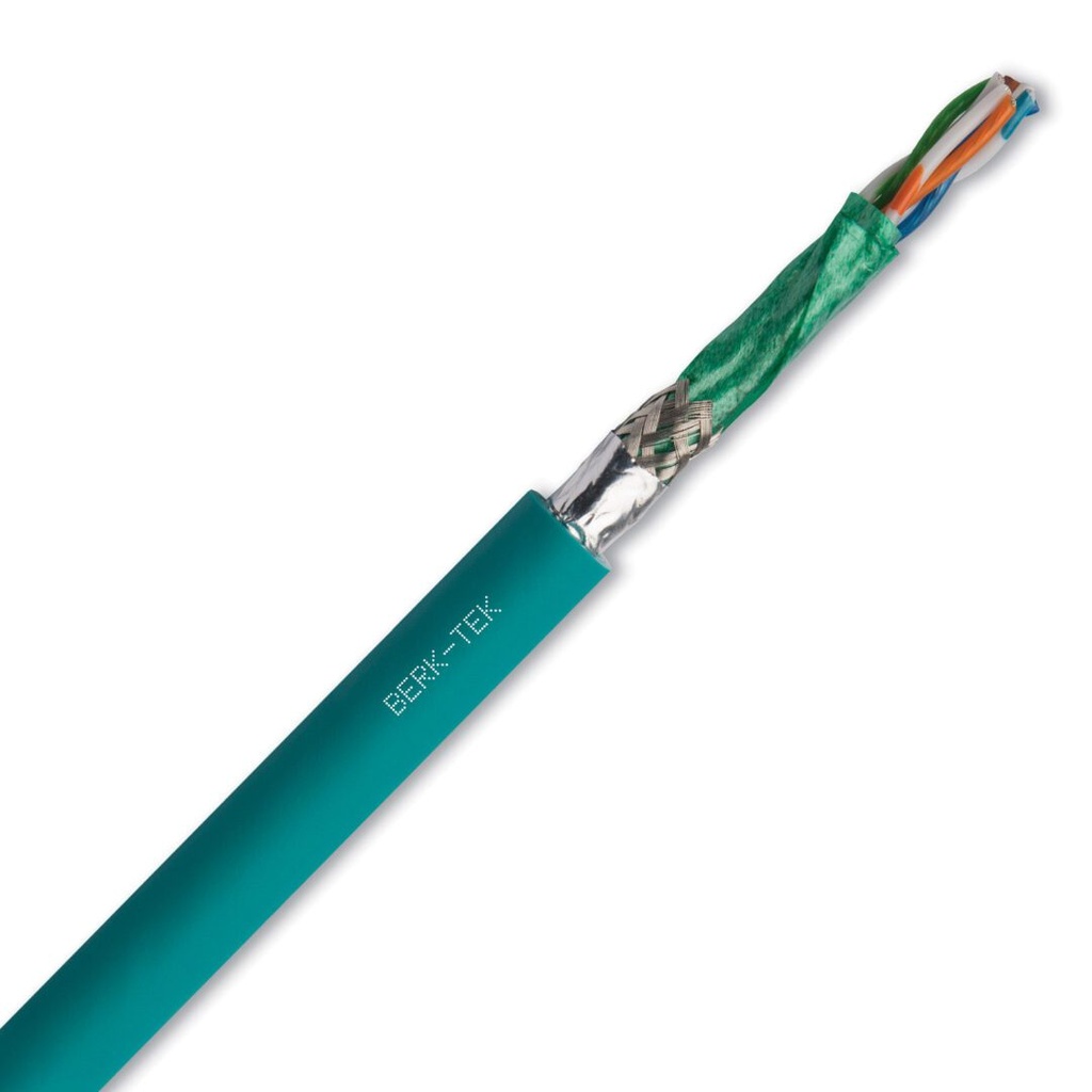 Bulk Cat5e Industrial Cable, High Flex Ethernet Cable, CMX Outdoor,  600V Rated, Teal Jacket, 1000 Ft Reel