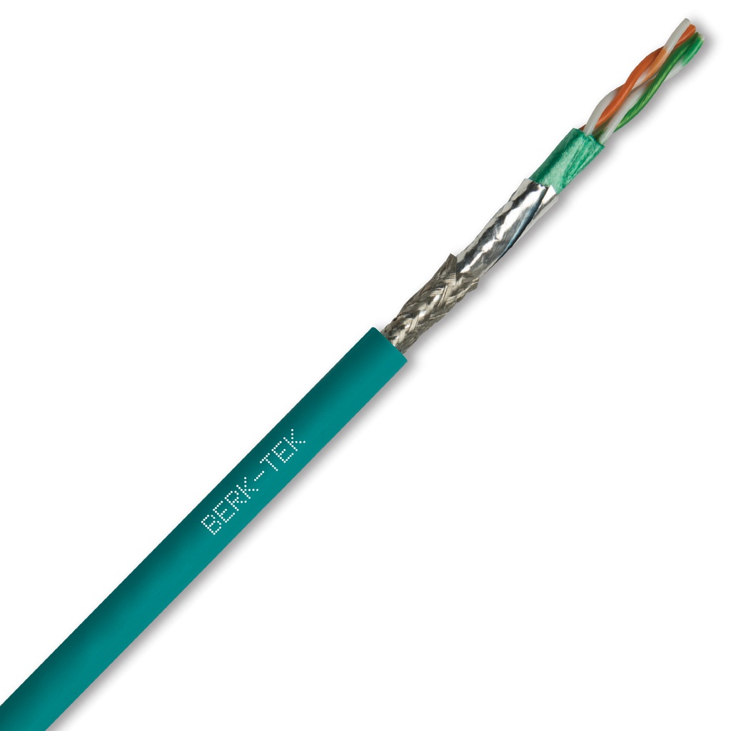Bulk Cat5e Standard Flex Industrial Ethernet Cable, 2 Twisted Pair 24AWG, Teal PVC Jacket, 600V, 11099203