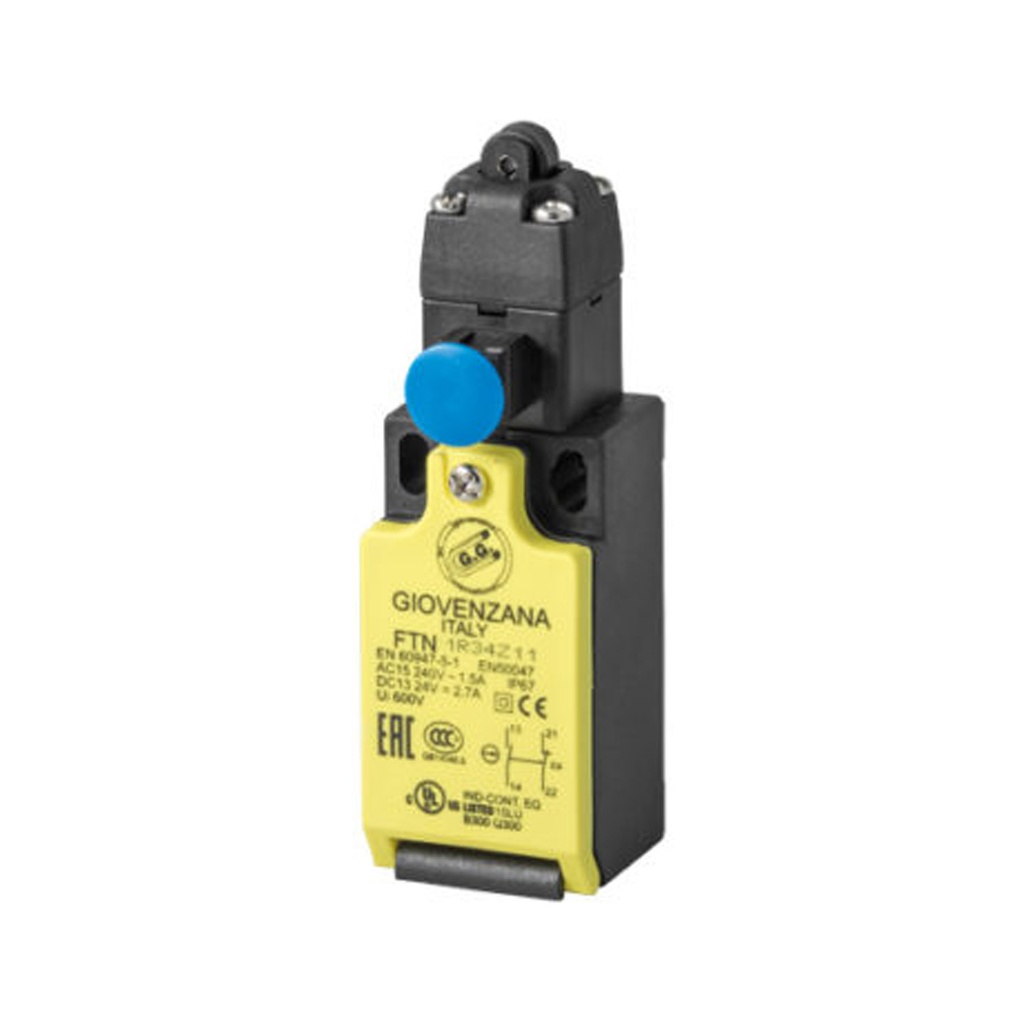 Roller Limit Switch, Slow Break with Reset Button, 1 NC-1 NO Contacts , M16 Cable Entry Fitting