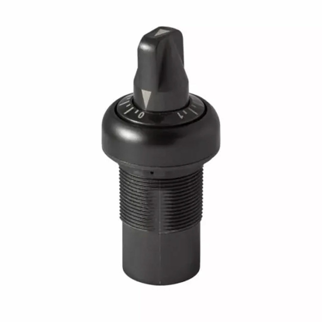0 - 500K Ohm Potentiometer, 22mm Mounting,  Black Bezel, Push-in Wiring