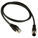 M12 to RJ45 Industrial Ethernet Cable | D-Coded 4-Pin | Cat5e Shielded | 1 Meter | ASI-M12-RJ45-11101
