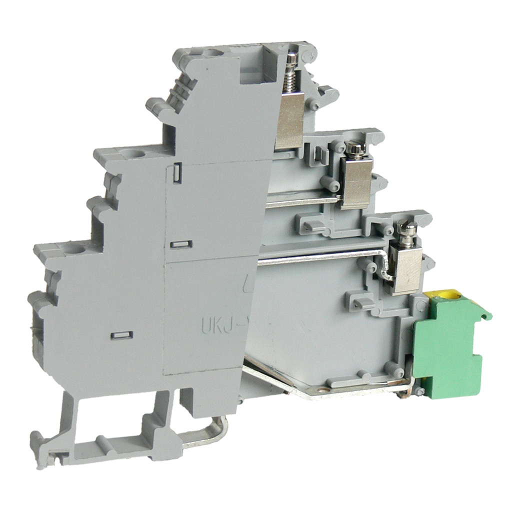 3-Level Motor Terminal Block | 3 Feed-through Circuits with Ground | 24-12 AWG | DIN Rail Mount | UKJ-VIOK1.5-3D/JD