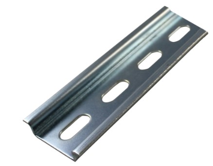 PR005  35mm x 7.5mm Slotted DIN Rail | Precut Length: 76mm (3.00") | TH35-7.5 Steel Rail | RoHS Compliant | Open Ends | Sold As Single Unit