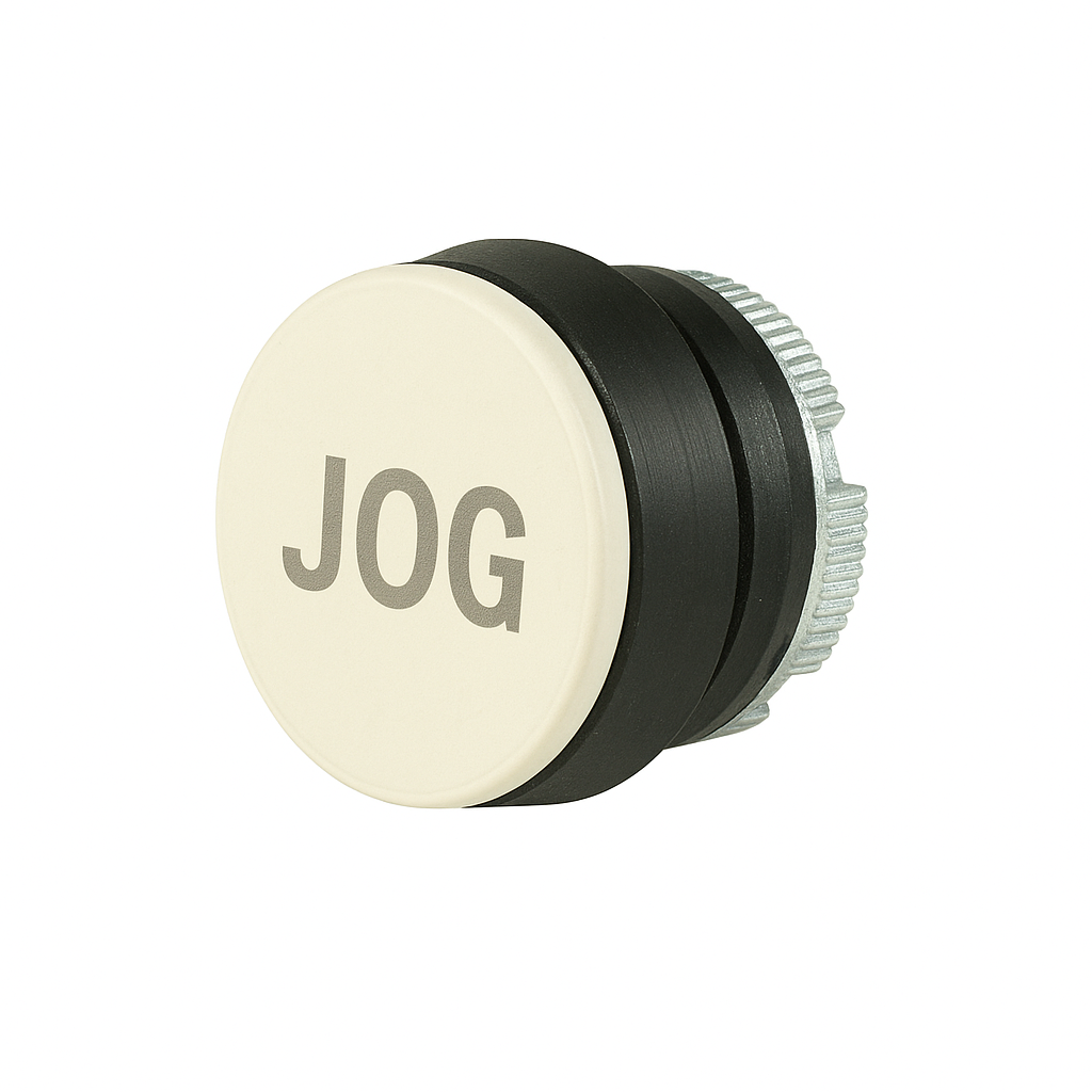 22mm Momentary Push Button | Black Button with Gray "JOG" | Compatible with P02, P03, PL, PLB & TLP Series Pendant Stations