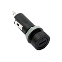 Panel Mount Fuse Holder | 5x20mm Fuse | 1-Pole | 250V AC, 10A | Bayonet Cap | 12mm Mounting | IP40 | Shocksafe PC2 | Single Unit | ASI PTF-70