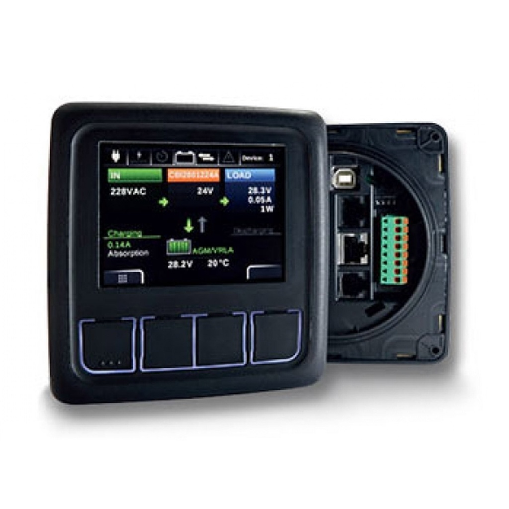 Multifunction Display that allows monitoring, configuring and managing the Adel System devices connected in an ADELBus network