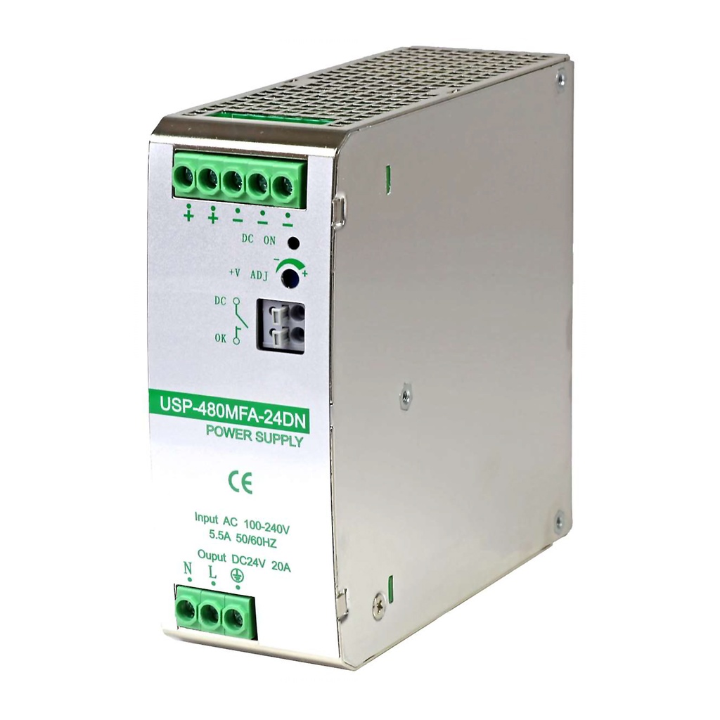 24V DC, 20 Amp Power Supply, AC-DC Input, 480W Output