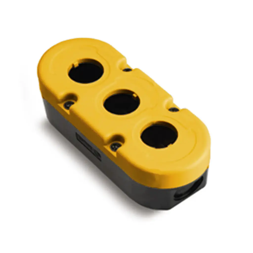 Control Station Enclosure Polycarbonate, Yellow, 22mm, 3 Hole, IP69K 