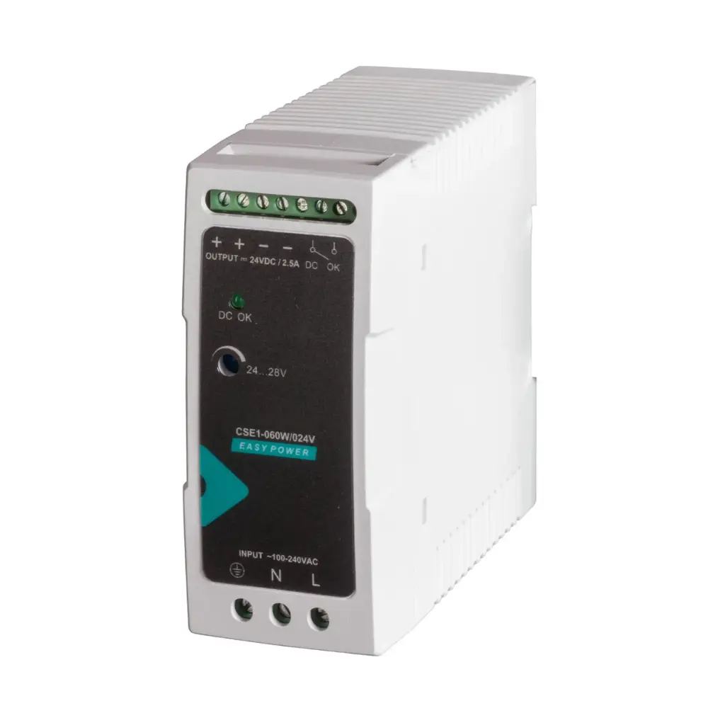 Compact Industrial DIN Rail Power Supply | 90-264VAC Input | 60W 24VDC 2.5A Output 