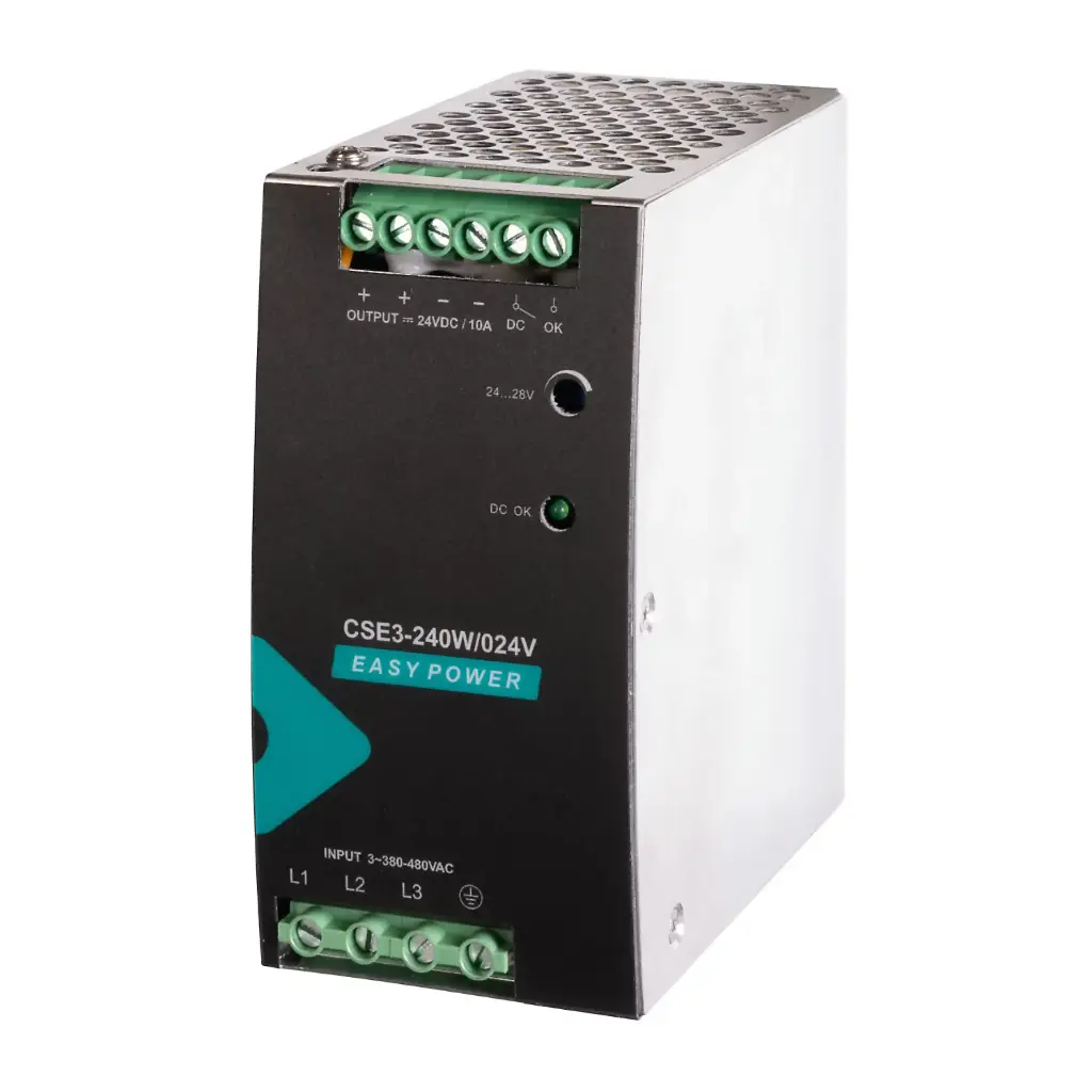 240W 24V DC Three Phase DIN Rail Power Supply, Universal AC Input