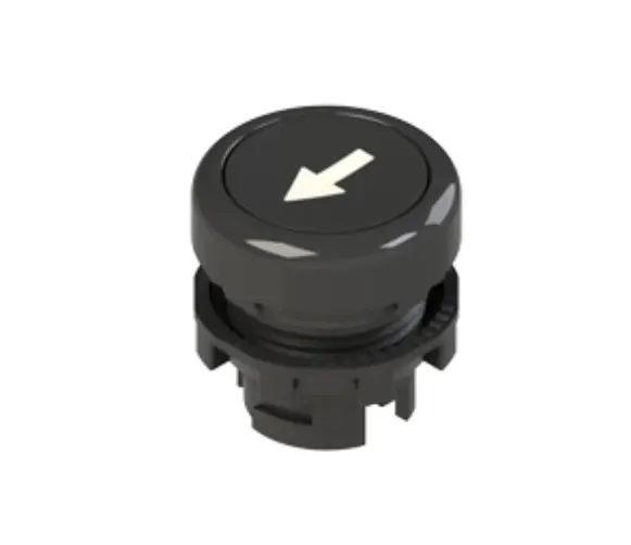 Momentary Black Push Button with Arrow, Down Button, 22mm Mounting 