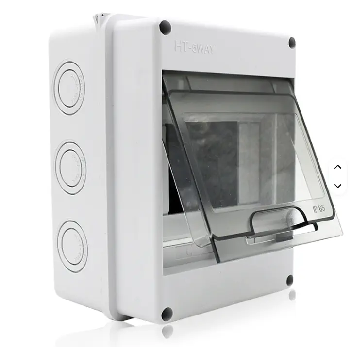 HT Series IP65 Waterproof Electrical Distribution Box | ABS Enclosure with Transparent Cover with DIN Rail and Cable Gland | Up to 5 MCB 