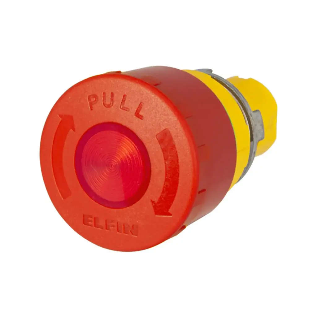 ILLUMINATED RED MUSHROOM 40MM EMERGENCY STOP WITH TWIST-PULL RELEASE