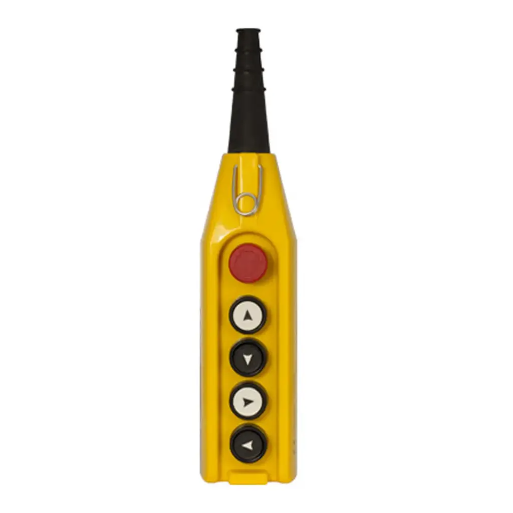 Industrial Crane Pendant Station | 4 Button + E-Stop, 16A Rated, IP65/NEMA4X, Shock Proof 