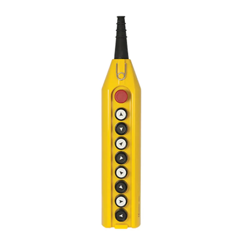 Industrial Crane Pendant Station | 8 Button + E-Stop, 16A Rated, IP65/NEMA4X, Shock Proof