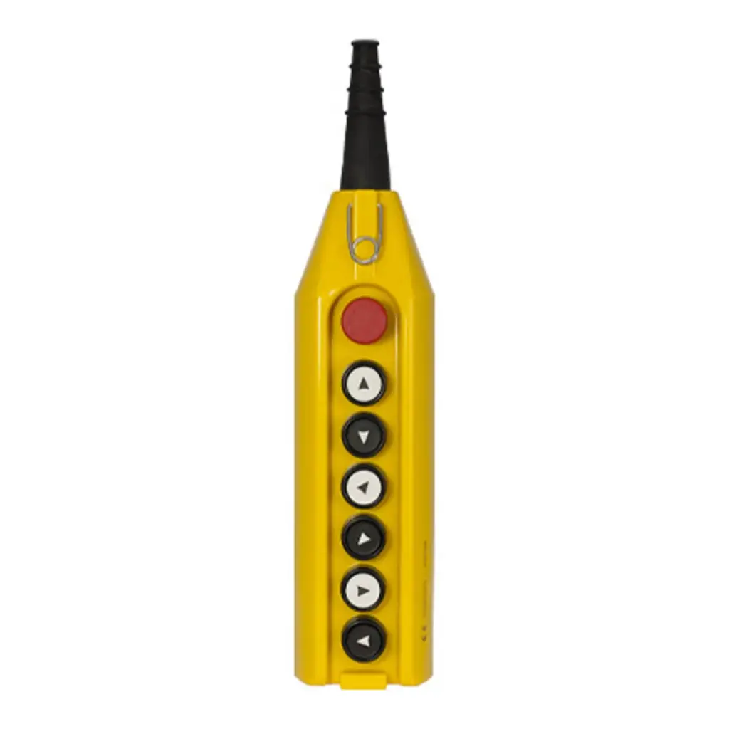 Industrial Crane Pendant Station | 6 Button + E-Stop, 16A Rated, IP65/NEMA4X, Shock Proof