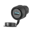 Waterproof USB A-USB A Bulkhead Connector | IP67 Rated | Black Bezel | Tamper-Proof Mount | 22mm Panel Hole | ASI020PUSB