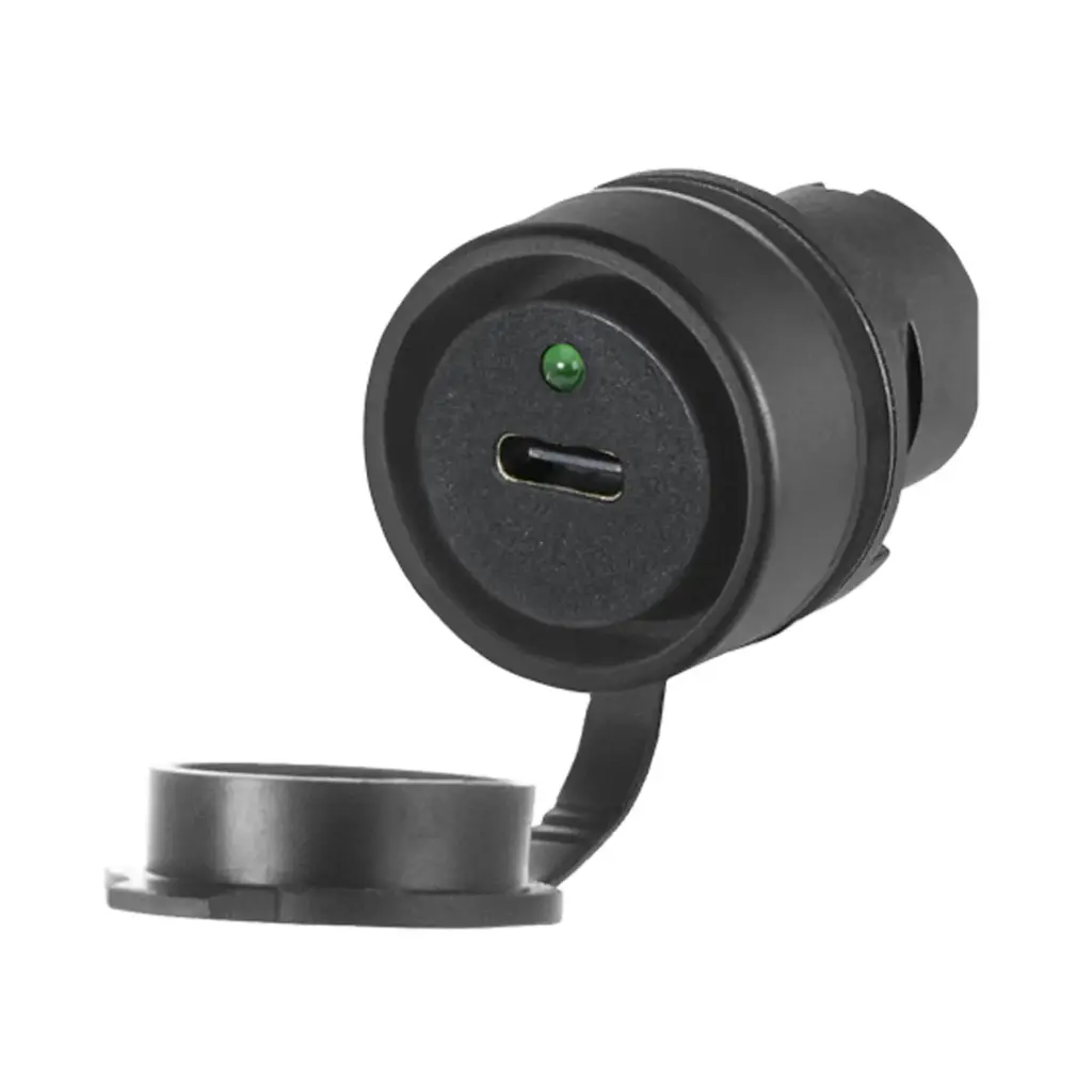 Waterproof USB A-USB C 3.0 Bulkhead Connector | IP67 Rated | Black Bezel | Tamper-Proof Mount | 22mm Panel Hole | ASI020PUSBC