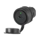 Waterproof USB A-USB C 3.0 Bulkhead Connector | IP67 Rated | Black Bezel | Tamper-Proof Mount | 22mm Panel Hole | ASI020PUSBC