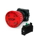 E-Stop Button: Push-To Stop / Pull-To Release | 40mm Red Button with visual indicator | 22mm Body | 1NO Contact Included