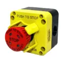 Emergency Stop Control Station (E-Stop) | Push to Stop, Pull to Run | 40mm Red E-Stop Button | Visual Indicator | NEMA 4 Enclosure | 1 NC Contact
