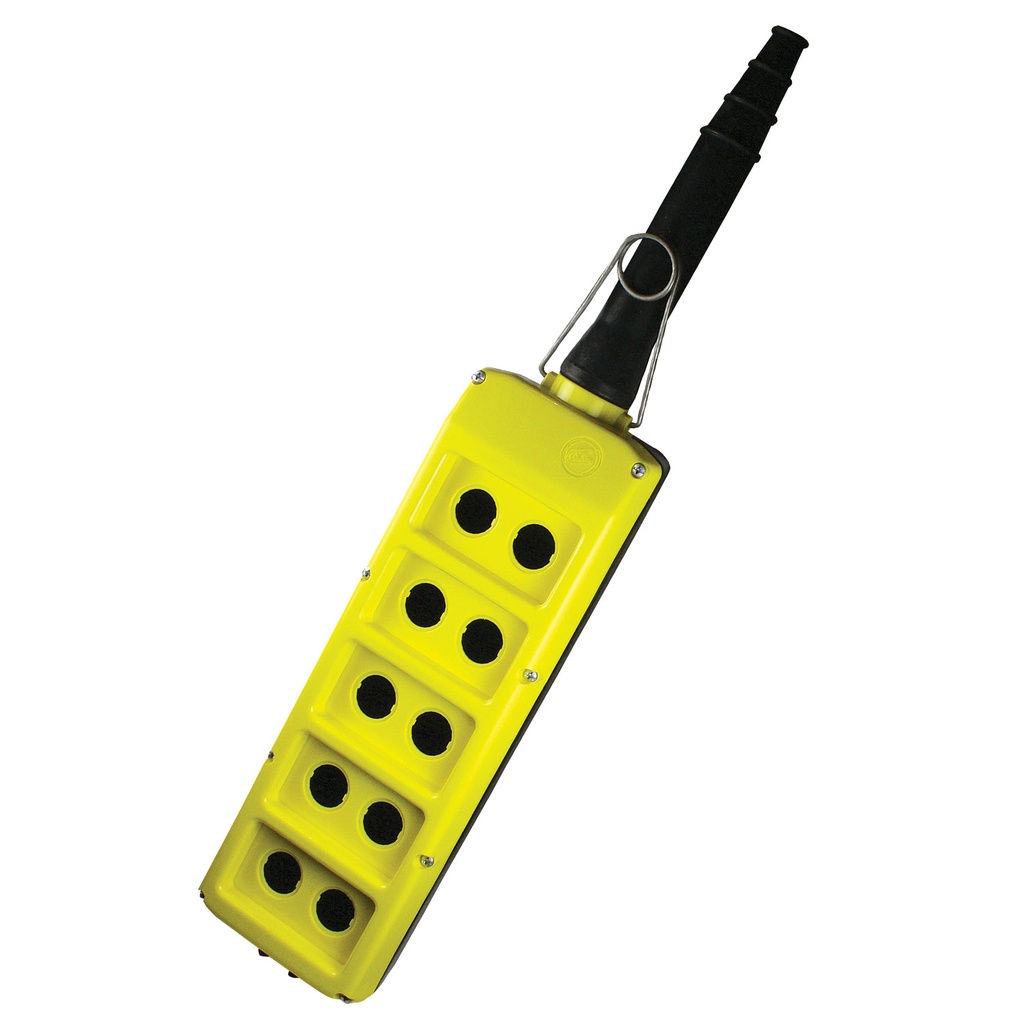 Custom Pendant Station | PLB10-E, Add 2x 3 Position Momentary Selector Switch, Add 1x Solid Blue Button, Remove Green Button, Remove Double Speed Buttons, Add 1x NC Contact, Add 5m (~18.5ft) 18/12 SOOW Wire | Quote 00092-Border States
