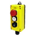 3-Button Pendant Control Station | Up, Down, & Emergency Stop | 1 NC & 2 NO Contacts | NEMA 4, IP65 Rated | Industrial Hoist & Crane Control | 