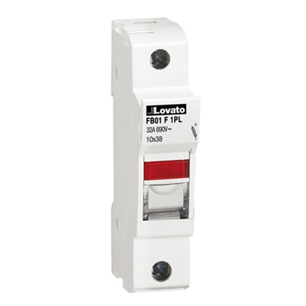 600V Fuse Holder With Indication, DIN Rail Mounted, 1 Pole, 30A, 10x38mm Midget Fuse, AFB01F1PL