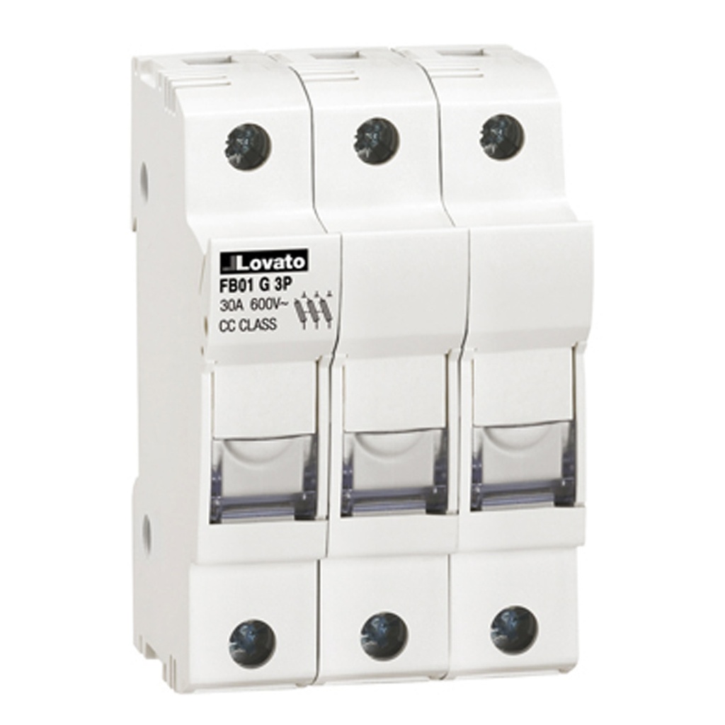 ASI AFB01G3P DIN Rail Mounted Class CC Fuse Holder | 3 Pole, 30A, 600V DC, 18-8 AWG, Screw Clamp Connections, UL Listed, CSA Approved