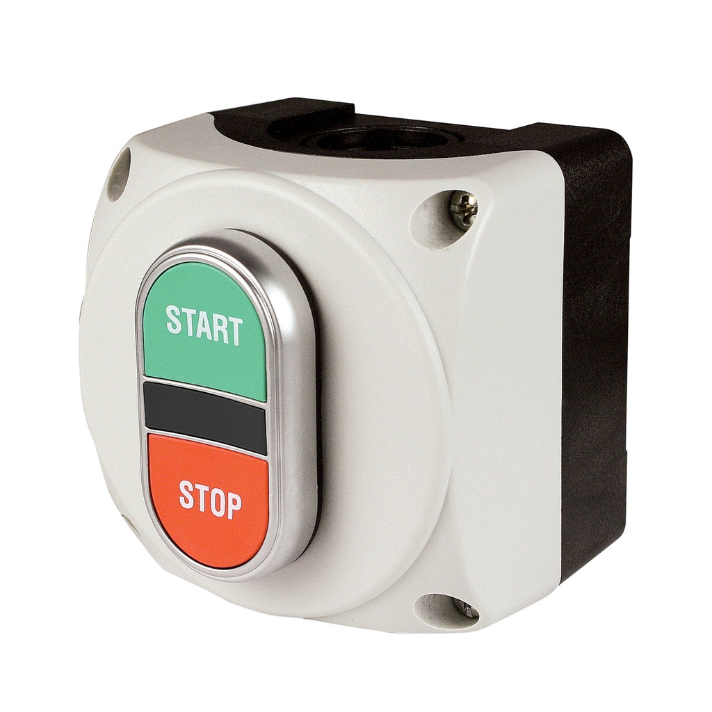 Compact Start Stop Control Station, Green START, Red STOP,Multifunction Push Button, Gray Polycarbonate Housing, GCSP-1H-104
