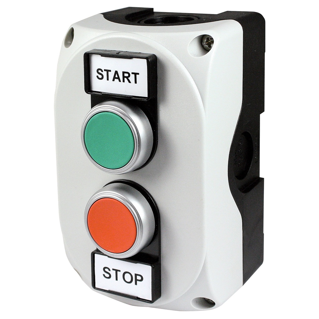 Local Control Station Motor Start Stop Push Buttons, Gray Polycarbonate Housing, Vertical Mount, GCSP-2H-103