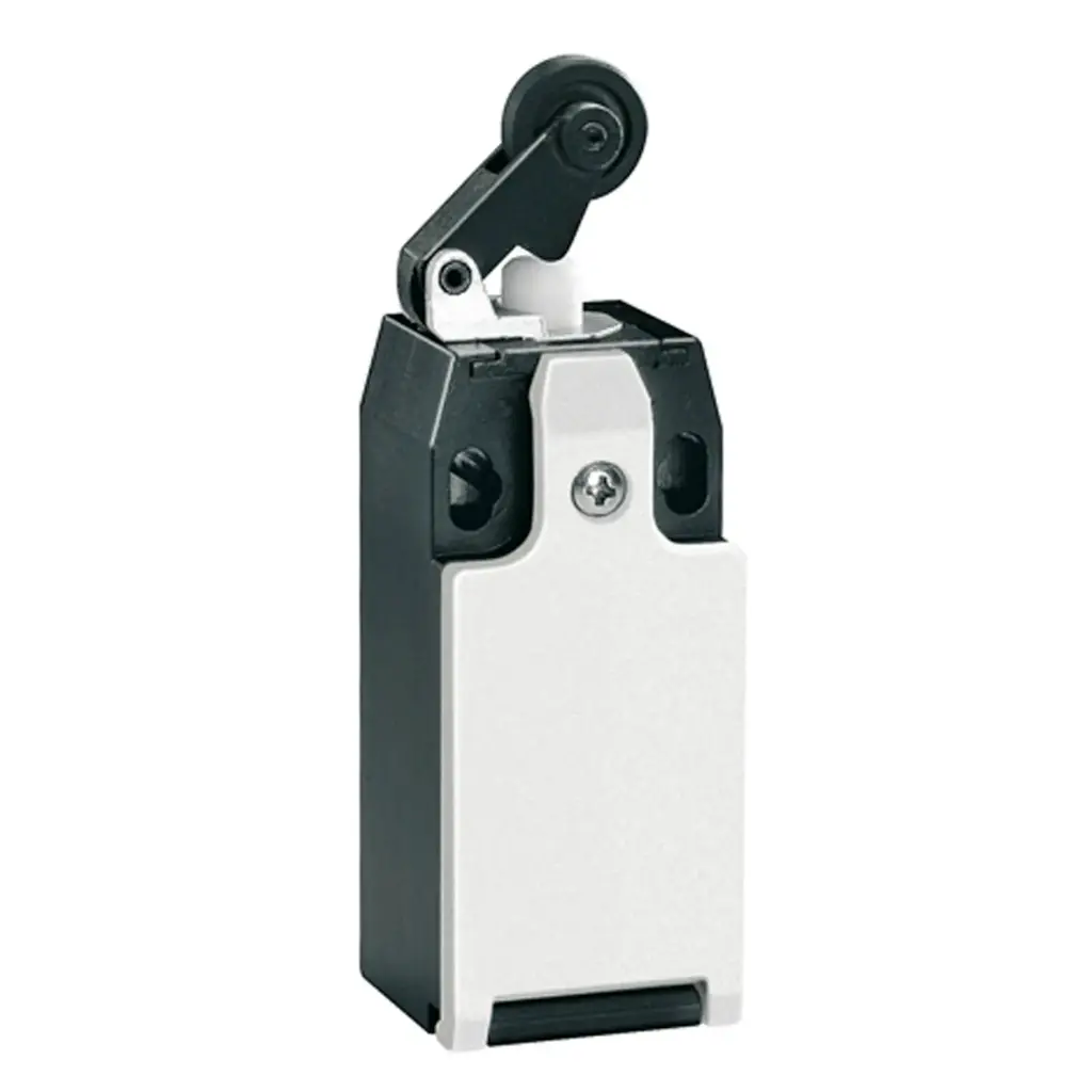 Center Push Roller lever Limit Switch, Plastic Roller, slow break, 2 N.O. Contacts