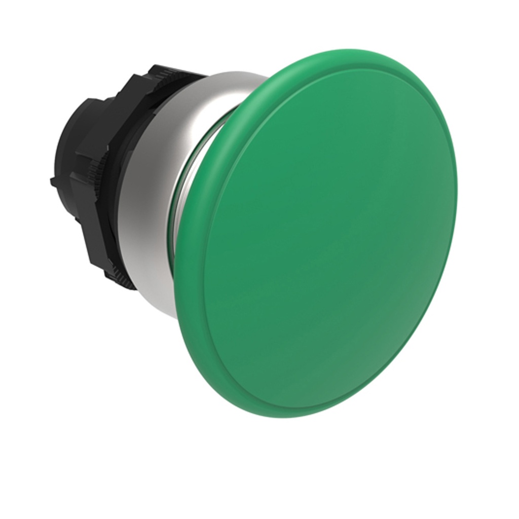 Mushroom Push Button, Momentary Spring Return, GREEN, 40mm, 22mm base