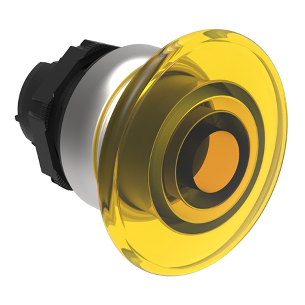 Illuminated Momentary Return Mushroom Push Button Switch 40mm Yellow