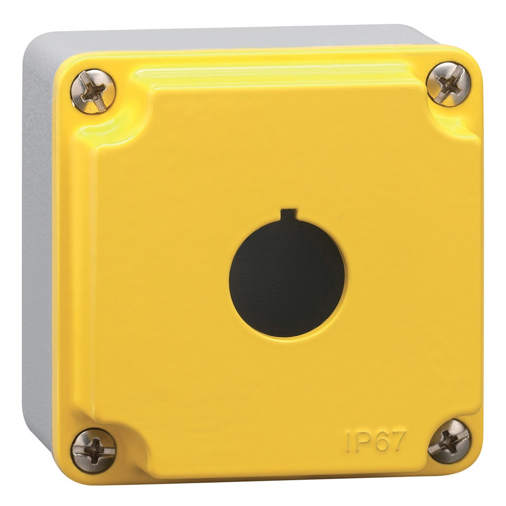 Metal Push Button Enclosure, Push Button Switch Enclosure With 1 Position, Yellow Cover, 22mm Hole, Waterproof  IP67, Nema 4X
